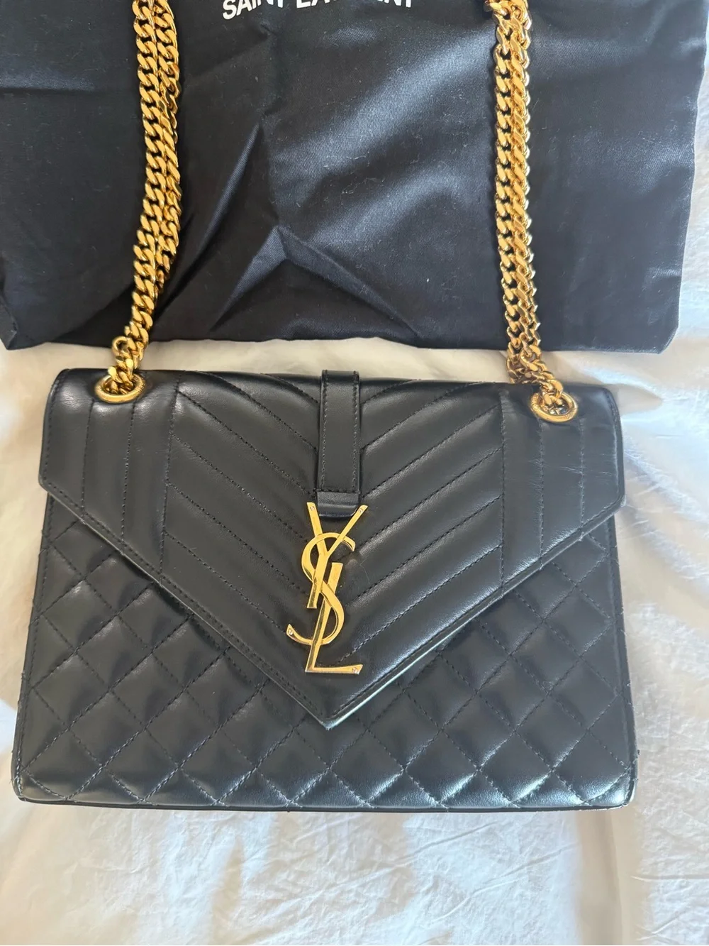 Saint Laurent Black Medium Envelope Bag